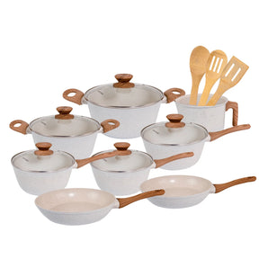 Jogo de Panelas Antiaderente Ceramico Fogao Inducao Kit 11 Pecas Vanilla Cook Marmol