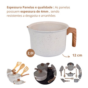 Jogo de Panelas Antiaderente Ceramico Fogao Inducao Kit 11 Pecas Vanilla Cook Marmol