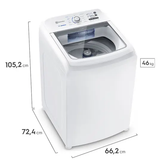 Máquina de Lavar Electrolux 15kg Branca Essential Care com Cesto Inox e Jet&Clean (LED15)