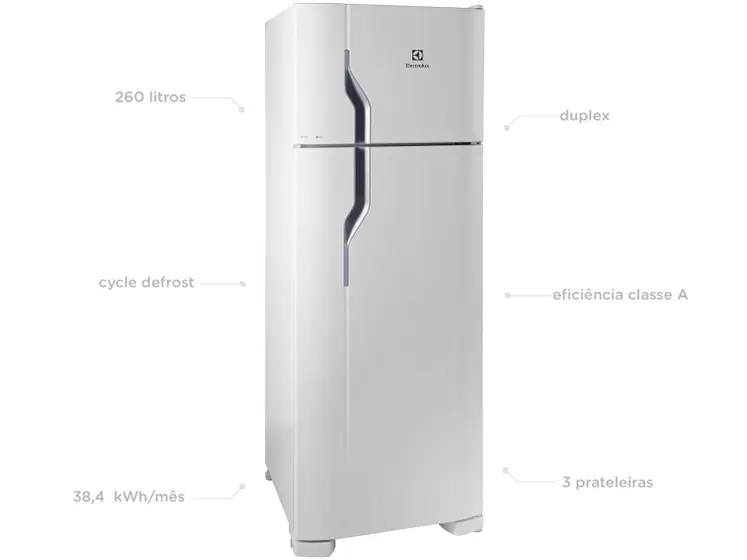 Geladeira/Refrigerador Electrolux Cycle Defrost Duplex Branco 260L DC35A